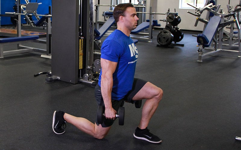Dumbbell lunges (holding dumbbells)